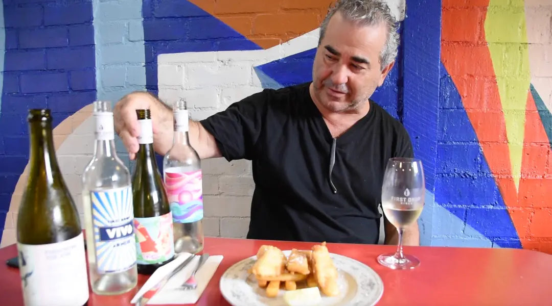 JR walking through the ideal wine pairings to go with his Beer Battered Fish and Chips.